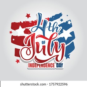 Text 4th of July. Independence Day vector lettering typography for postcard, card, banner. Celebration calligraphy. US military armed forces typography concept . National poster design