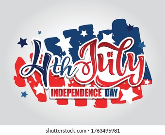 Text 4th of July. Independence Day vector lettering typography for postcard, card, banner. Celebration calligraphy. US military armed forces typography concept . National poster design