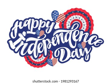 Text 4th of July. Independence Day vector lettering typography for postcard, card, banner. Celebration calligraphy. US military armed forces typography concept . National poster design