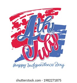 Text 4th of July. Independence Day vector lettering typography for postcard, card, banner. Celebration calligraphy. US military armed forces typography concept . National poster design