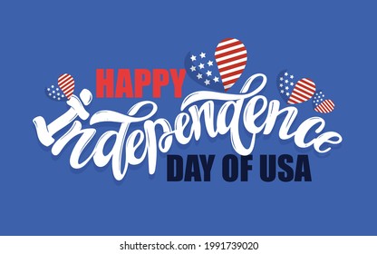 Text 4th of July. Independence Day vector lettering typography for postcard, card, banner. Celebration calligraphy. US military armed forces typography concept . National poster design