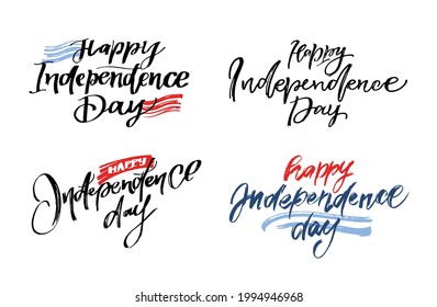 Text 4th of July. Independence Day vector lettering typography for postcard, card, banner. Celebration calligraphy. US military armed forces typography concept . National poster design