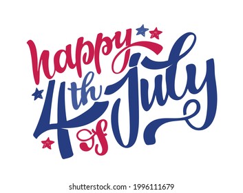 Text 4th of July. Independence Day vector lettering typography for postcard, card, banner. Celebration calligraphy. US military armed forces typography concept . National poster design