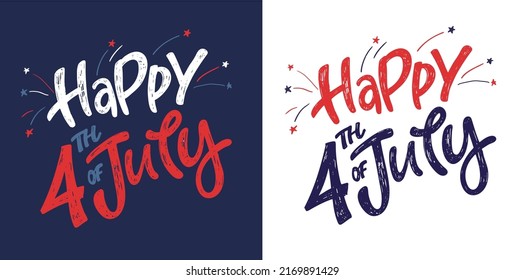 Text 4th of July. Independence Day vector lettering typography for postcard, card, banner. Celebration calligraphy. US military armed forces typography concept . National poster design