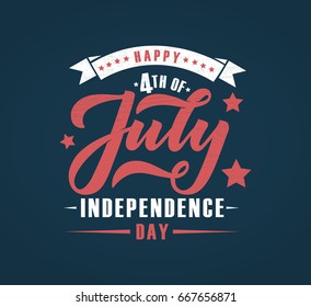 Text 4th of July. Independence Day vector lettering typography for postcard, card, banner. Celebration calligraphy. US military armed forces typography concept . National poster design