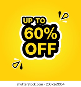 Text Up to 60% off black, white, yellow
