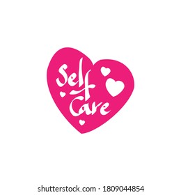 Text about self care. taking care of yourself. Design print for t shirt, card, banner. Vector illustration. Healthcare Skincare. Take time for your self.