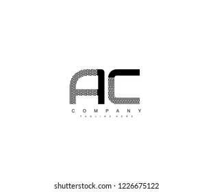 Text AC Letter Monogram with Dots List Pattern Logo Design