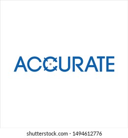 Text ACCURATE Logo. Target of shoot Symbol. Icon Vector Eps 10.