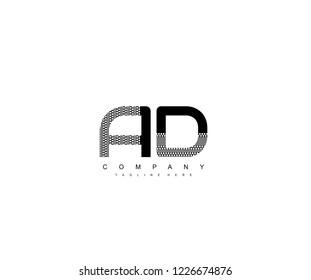 Text AD Letter Monogram with Dots List Pattern Logo Design