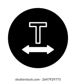 Text adjustment icon for graphic design representing typography width and layout with left and right arrows for text manipulation