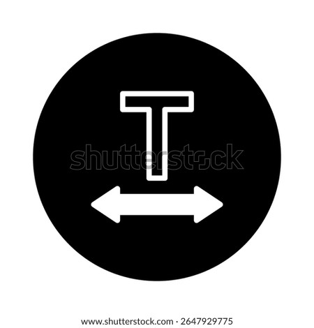 Text adjustment icon for graphic design representing typography width and layout with left and right arrows for text manipulation