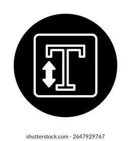 Ícone de ajuste de texto ilustração gráfica representando alterações no tamanho da fonte e opções de layout com indicador de seta