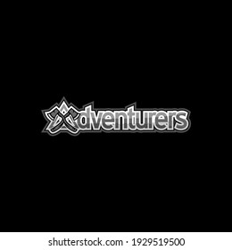 Text of Adventurers with Two axes on a triangle. T-Shirt Design Concept.