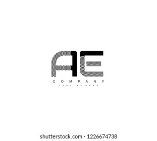 Text AE Letter Monogram with Dots List Pattern Logo Design