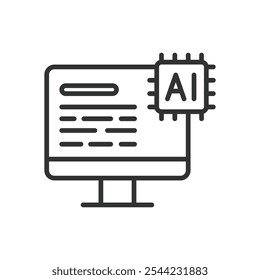 Text AI, Symbol im Liniendesign. Text, AI, Generator, Sprache, Verarbeitung, NLP, Maschine auf weißem Hintergrund Vektor. Text-AI-editierbares Strichsymbol