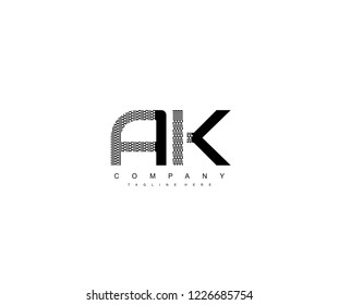 Text AK Letter Monogram with Dots List Pattern Logo Design