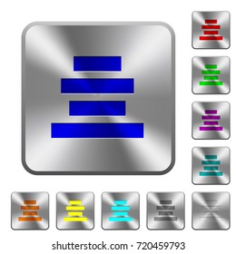 Text align center engraved icons on rounded square glossy steel buttons