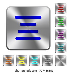 Text align center engraved icons on rounded square glossy steel buttons