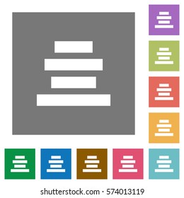 Text align center flat icons on simple color square backgrounds