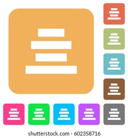 Text align center flat icons on rounded square vivid color backgrounds.
