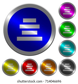 Text align center icons on round luminous coin-like color steel buttons