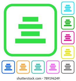 Text align center vivid colored flat icons in curved borders on white background