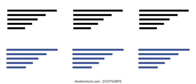 Text align icon vector set. Paragraph alignment symbol. Align icon vector illustration on white background.