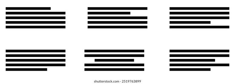 Text align icon vector set. Paragraph alignment symbol. Align icon vector illustration on white background.