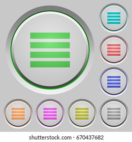 Text align justify color icons on sunk push buttons