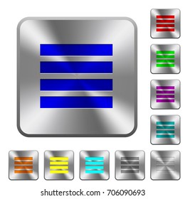 Text align justify engraved icons on rounded square glossy steel buttons