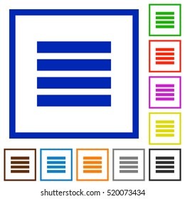 Text align justify flat color icons in square frames