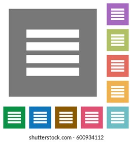 Text align justify flat icons on simple color square backgrounds