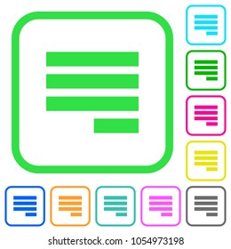 Text align justify last row right vivid colored flat icons in curved borders on white background