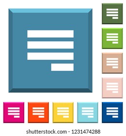 Text align justify last row right white icons on edged square buttons in various trendy colors