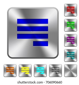 Text align justify last row right engraved icons on rounded square glossy steel buttons