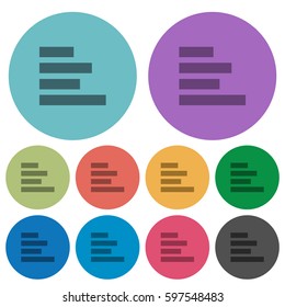 Text align left darker flat icons on color round background