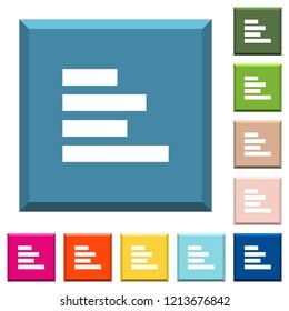Text align left white icons on edged square buttons in various trendy colors