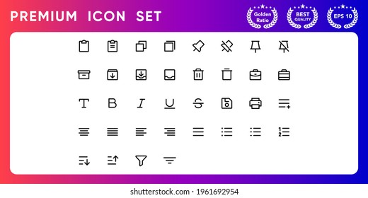 Text align modern line icon vector set.