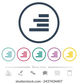 Text align right flat color icons in round outlines. 6 bonus icons included.