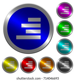 Text align right icons on round luminous coin-like color steel buttons