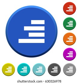 Text align right round color beveled buttons with smooth surfaces and flat white icons