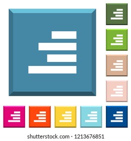 Text align right white icons on edged square buttons in various trendy colors