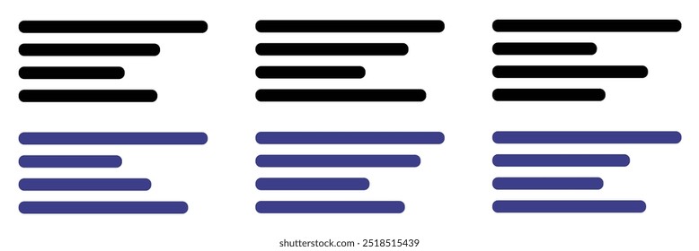 Text align vector icon. Paragraph alignment icon symbol. Align vector illustration on isolated background.