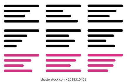 Text align vector icon. Paragraph alignment icon symbol. Align vector illustration on isolated background.