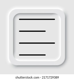 Text alignment icon vector. Flat design. Neumorphism design.ai