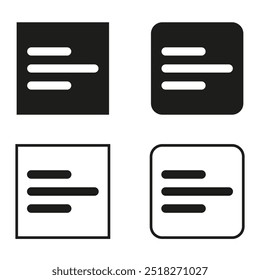 Text alignment icons. Paragraph layout design. Interface symbol set. Vector UI elements.