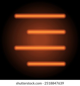Text alignment simple icon vector. Flat design. Orange neon on black background.ai
