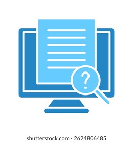 Text Analysis dual tone blue color, mini illustration icon. use for modern concept, print, UI, UX kit, web and app development. Vector EPS 10, related to artificial intelligence, technology theme