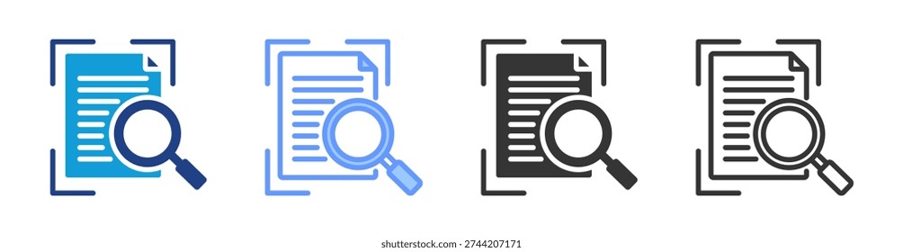 Text Analysis icon set multiple style collection